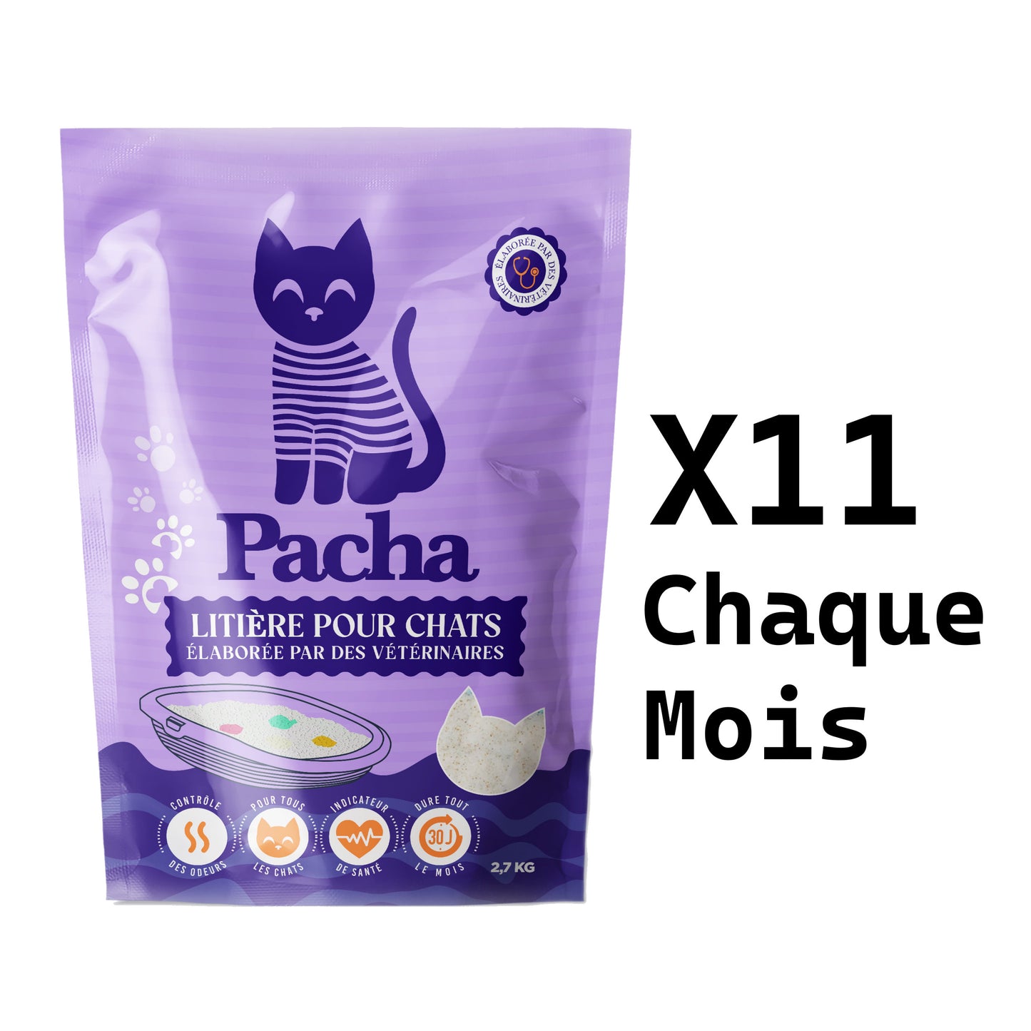 o) 11 sacs tous les mois