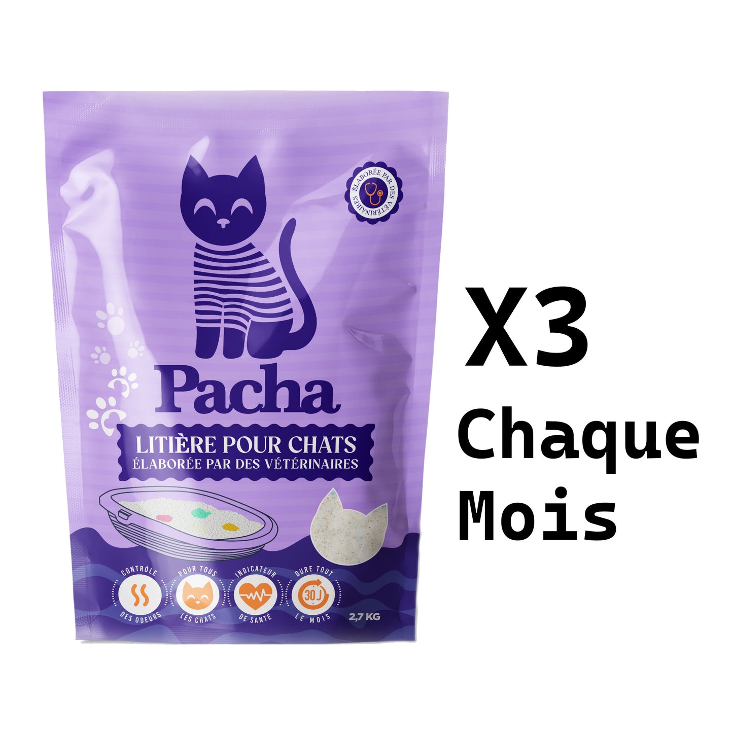 g) 3 sacs tous les mois