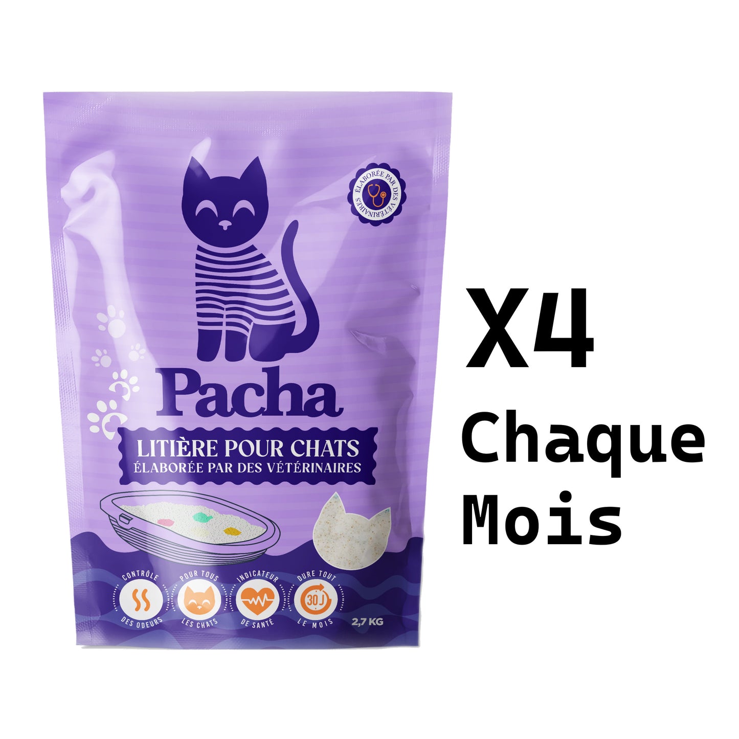 h) 4 sacs tous les mois