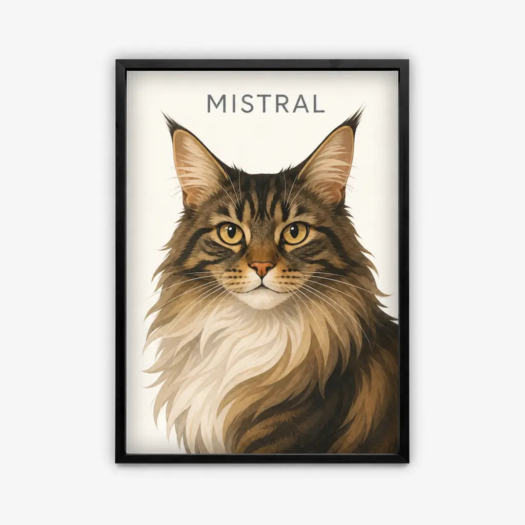Portrait Pacha personnalisé encadré — exemple 'Mistral'