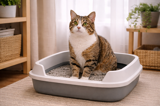 Chat utilisant sa litière comme refuge sécurisant en période de stress – Litière Pacha