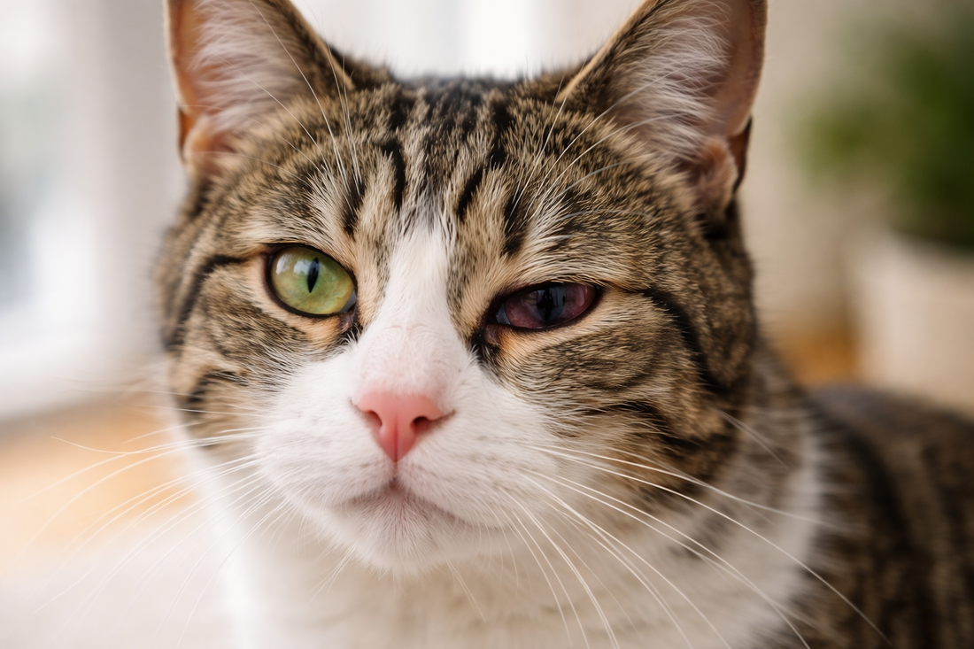 Œil rouge et larmoyant chez le chat signe d’inflammation oculaire Litière Pacha