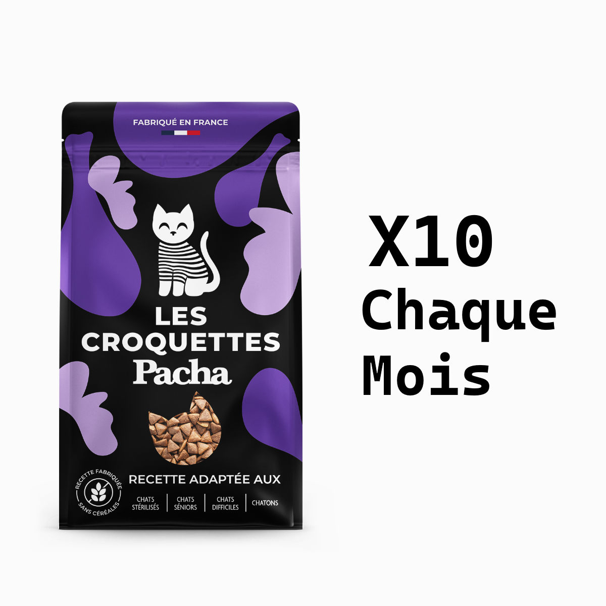 zc) 10 sacs de CROQUETTES tous les mois