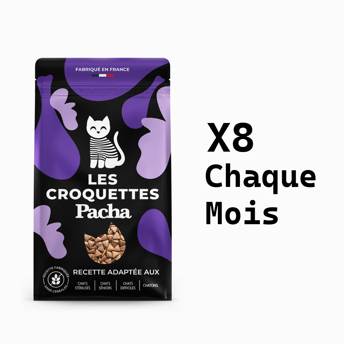 za) 8 sacs de CROQUETTES tous les mois