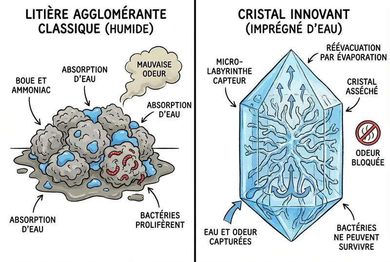Litière agglomérante vs gel de silice
