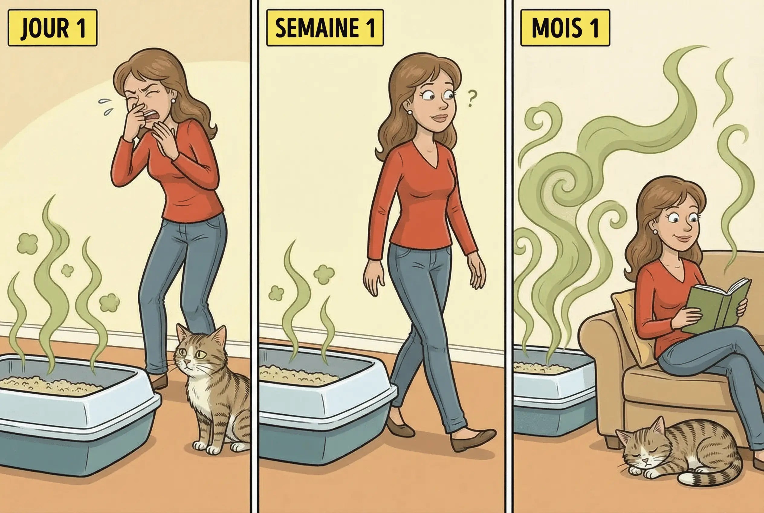 Adaptation olfactive: Jour 1, Semaine 1, Mois 1