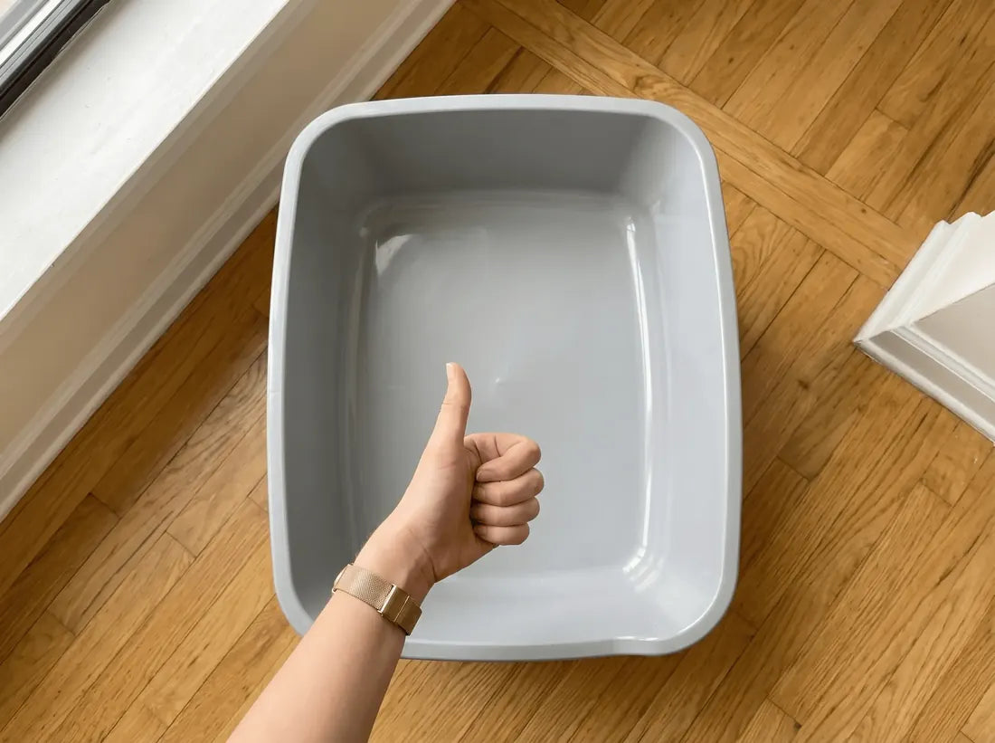 Bac à litière plastique intact non jauni